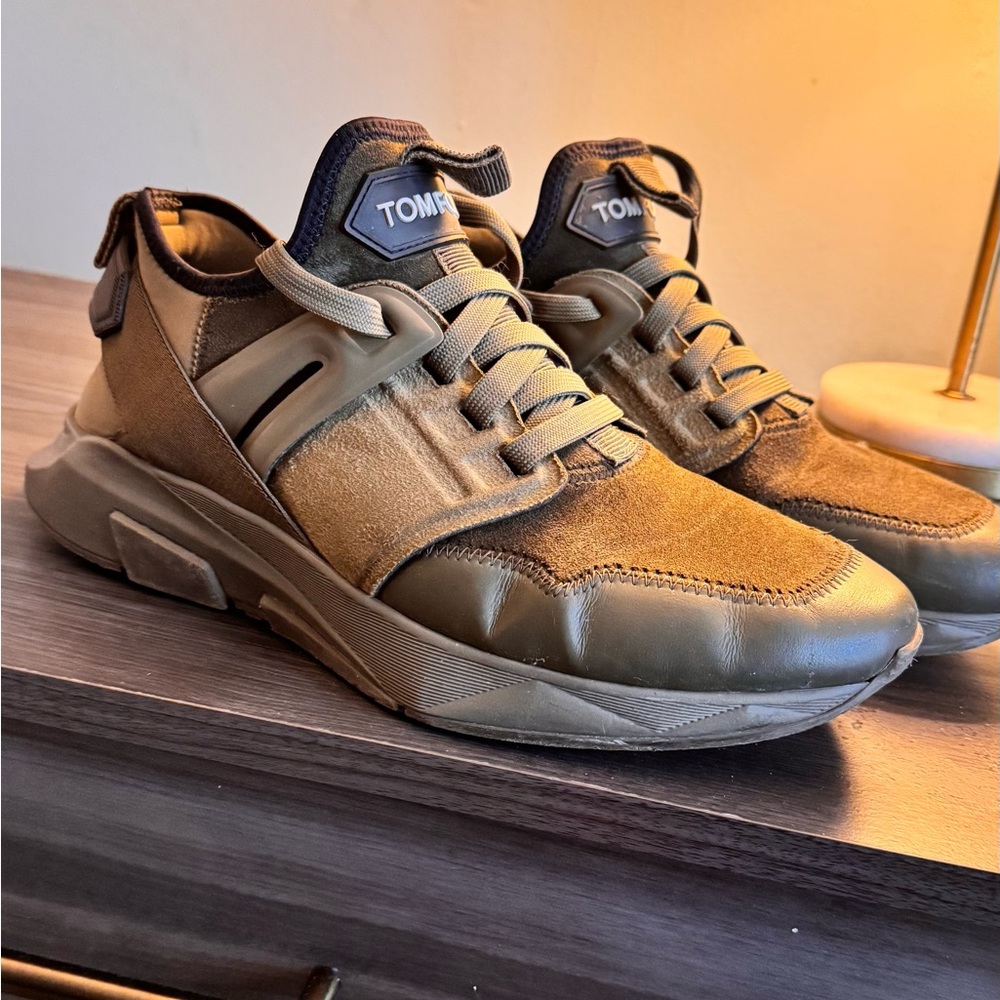 Tom Ford olive Sneakers with Chunky Sole and High-Top Design